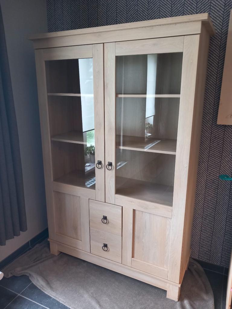Vitrinekast - buffetkast, Huis en Inrichting, Kasten | Buffetkasten, Ophalen, Gebruikt, Modern landelijk, 150 tot 200 cm
