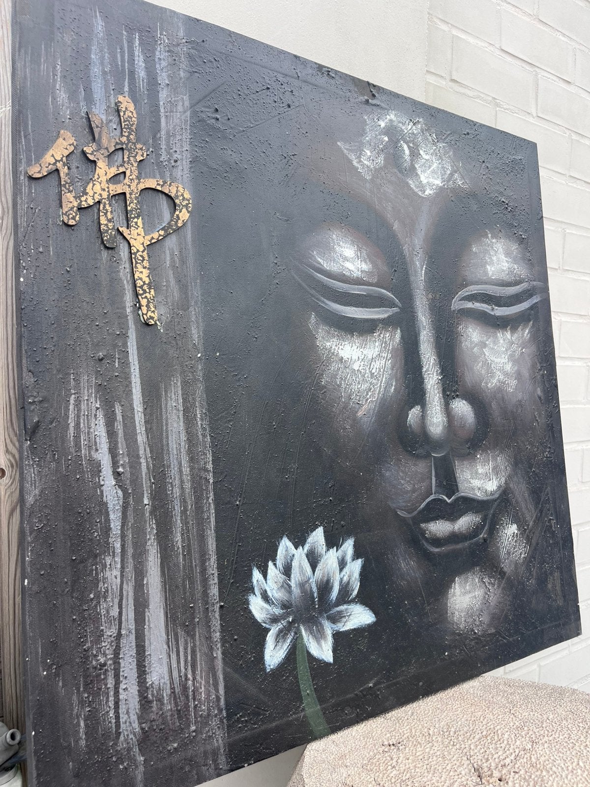 A vendr joli cadre visage de Bouddha, Maison & Meubles, Enlèvement, Comme neuf