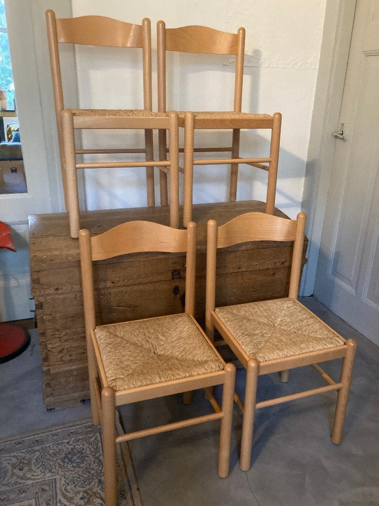 Vintage stoelen - scandinavisch design, Ophalen, Bruin, Hout, Zo goed als nieuw