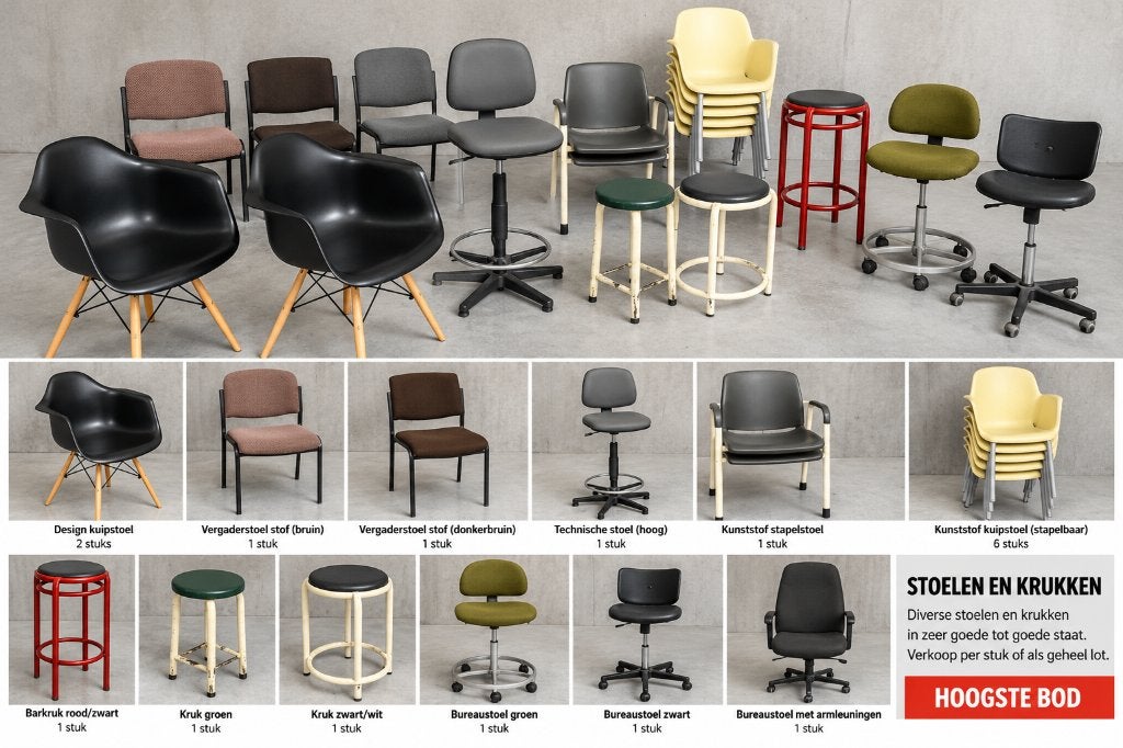 Lot stoelen (zie beschrijving), Ophalen, Gebruikt