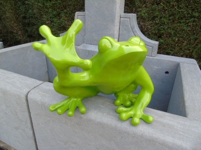 Standbeeld van een groene kikker, te koop -50%, Ophalen, Nieuw, Kunststof, Dierenbeeld