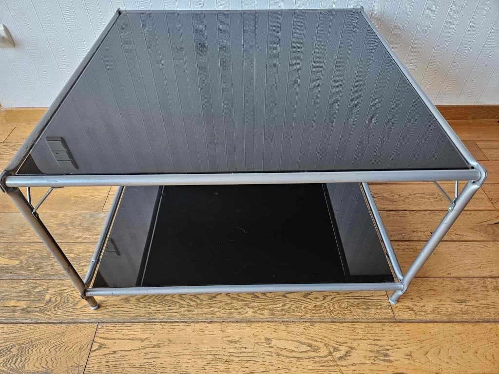 Table basse moderne en verre avec structure en métal, 50 – 75, MODERN MINIMALISTIS, 50 à 100 cm, Verre