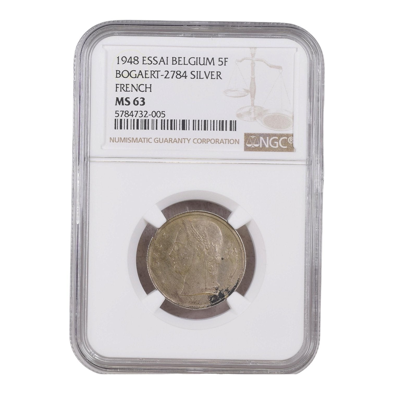 Belgique 5 francs 1948 ESSAI Silver R2 TOP POP, Enlèvement, Argent