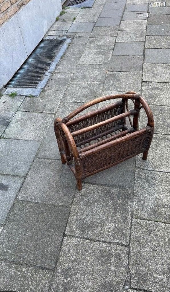 Rotan magazine rack, Vintage, Enlèvement, Utilisé, Range-revues