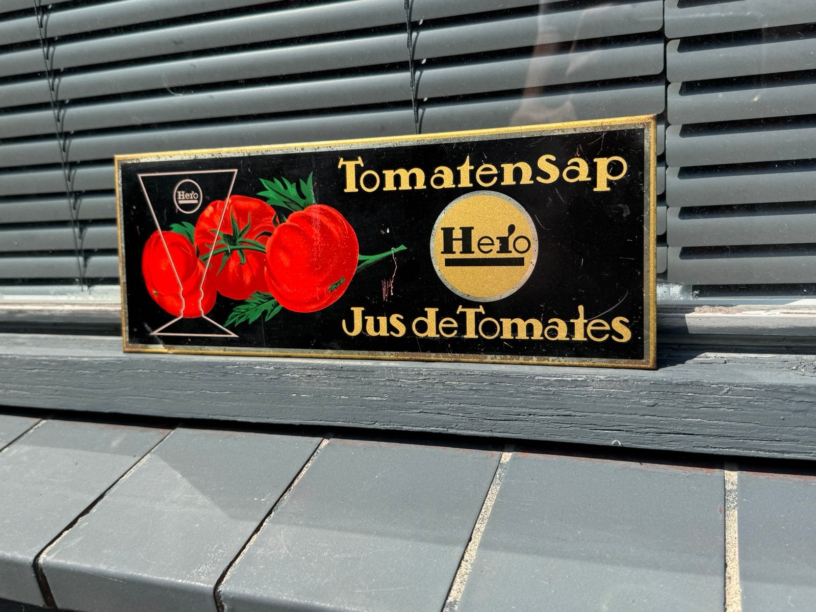 Hero Tomatensap oud reclamebord 1955, Ophalen of Verzenden, Gebruikt, Reclamebord