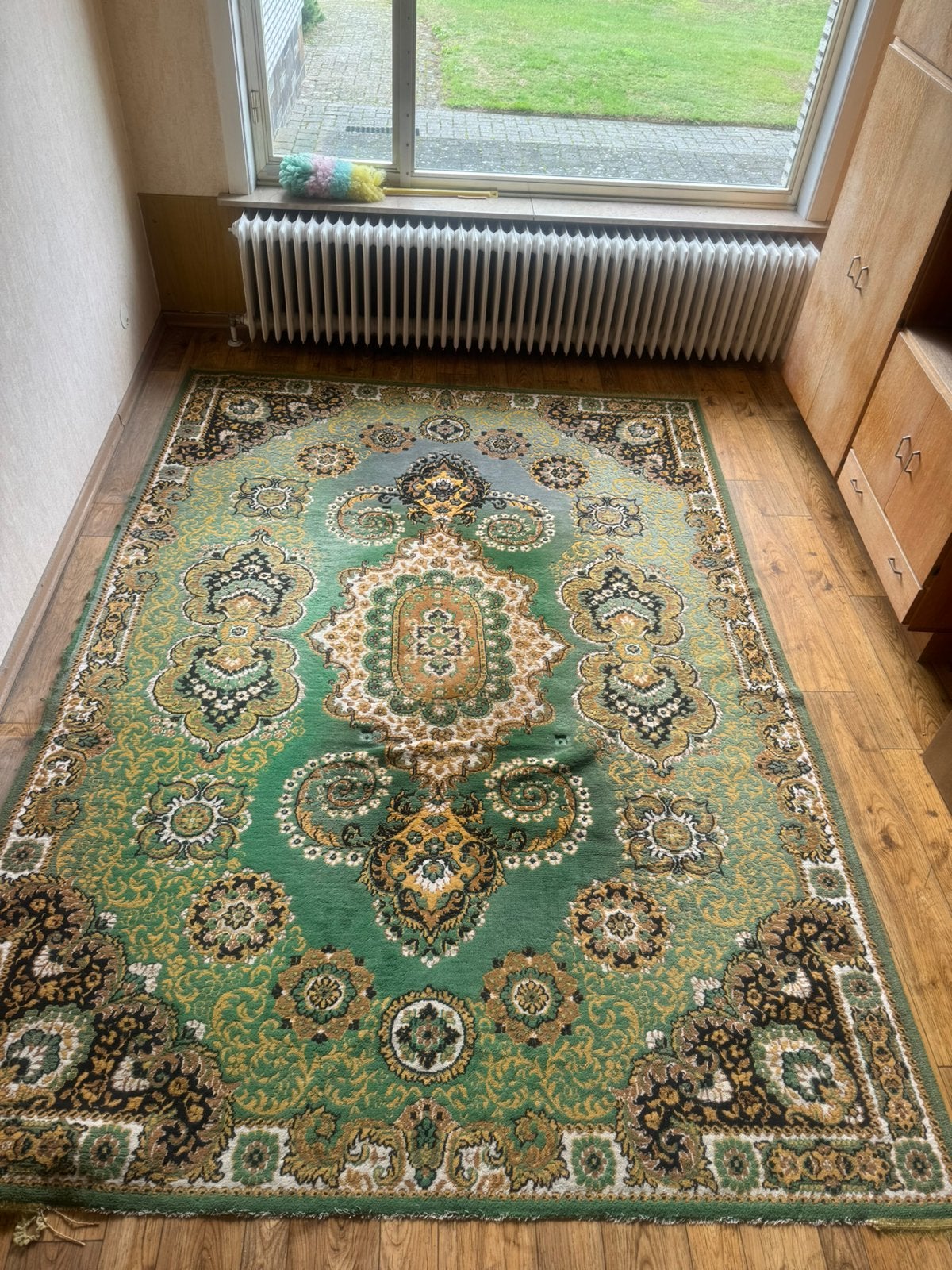 Vintage tapijt groen (280  200 cm), Huis en Inrichting, Ophalen, Zo goed als nieuw, Bruin