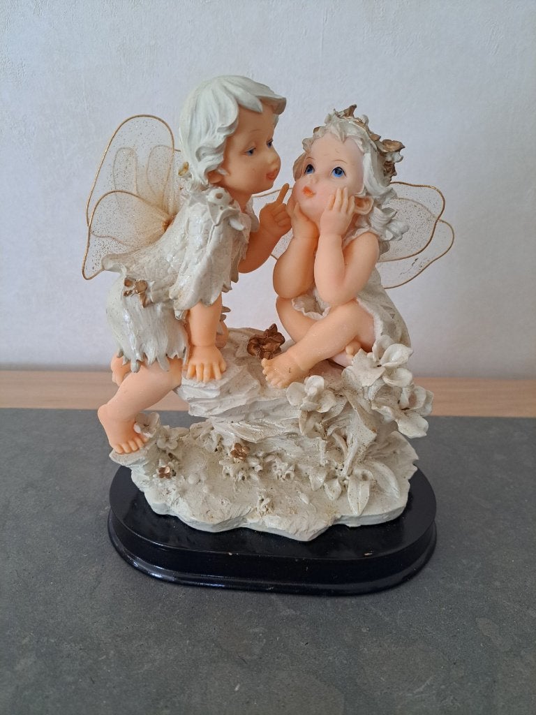 beeldje 2 elfjes op sokkel, Verzamelen, Ophalen, Zo goed als nieuw, Fantasy