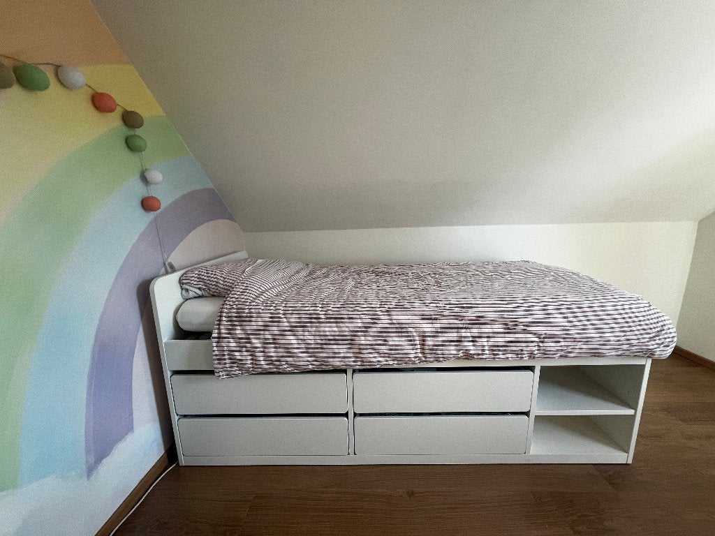Kinderbed IKEA SLAKT met 4 lades, 85 tot 100 cm, Zo goed als nieuw, 180 cm of meer, Ophalen