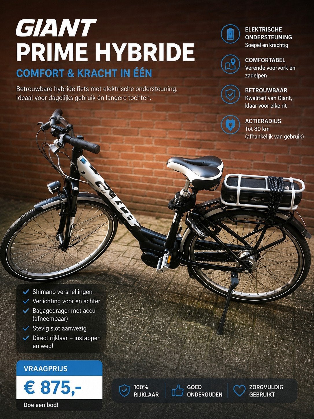giant prime hybrid e bike dames, Ophalen of Verzenden, Giant
