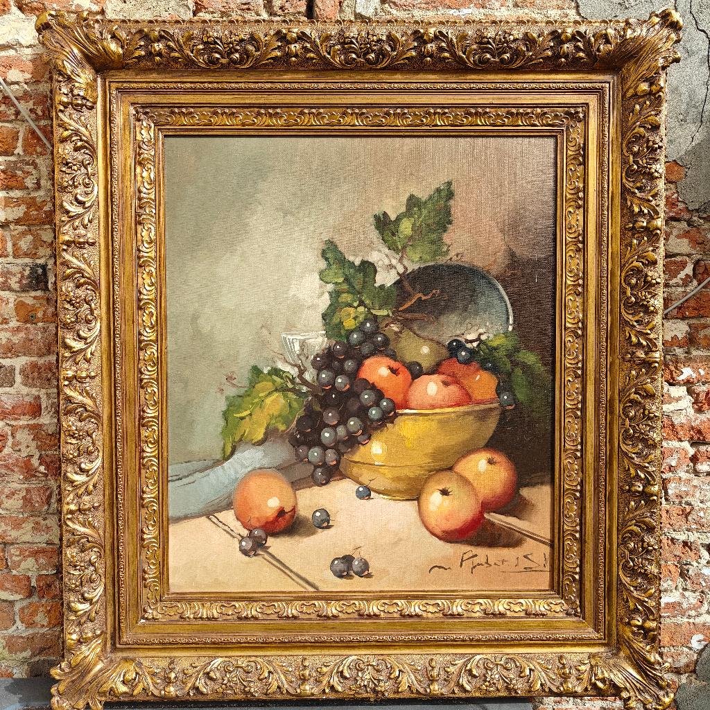 Stilleven met fruit in een vergulde lijst 108cm, Ophalen