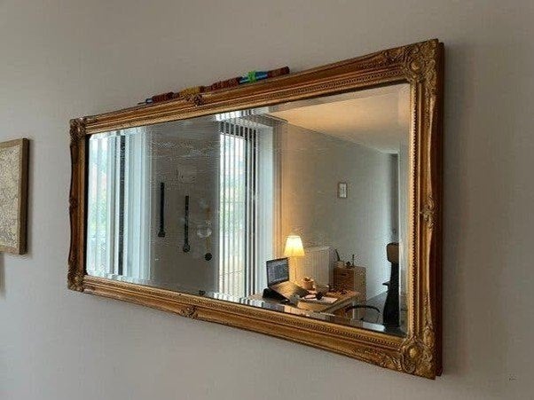 Prachtige gouden spiegel | Mooie afwerking, Ophalen, Rechthoekig, 50 tot 75 cm, 100 tot 150 cm