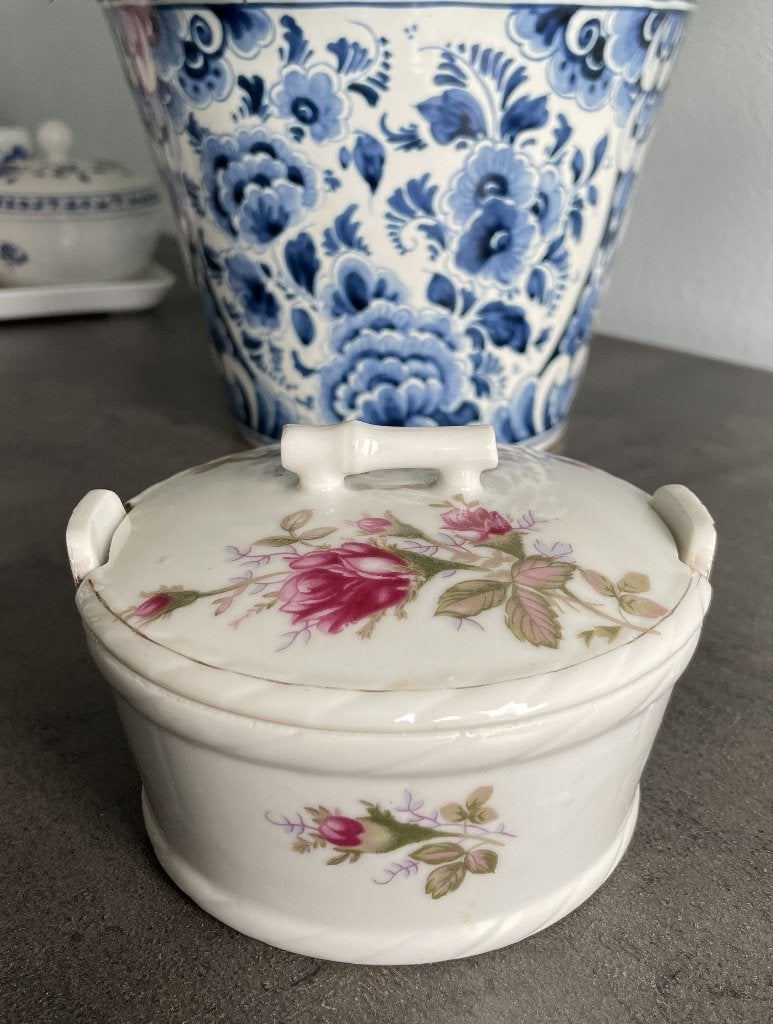 Vintage porseleinen jampotje of botervloot, Antiek en Kunst, Ophalen