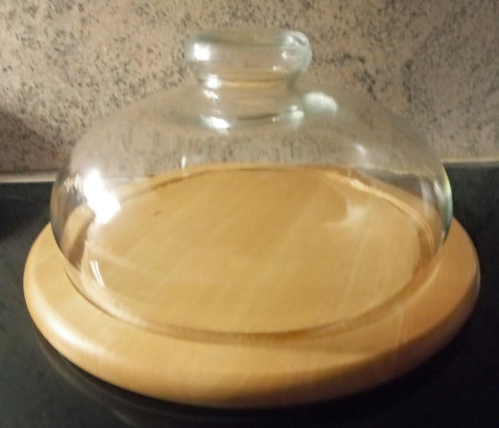 Pot à fromage avec verre, Planche à découper/service, Enlèvement, Comme neuf, Bois