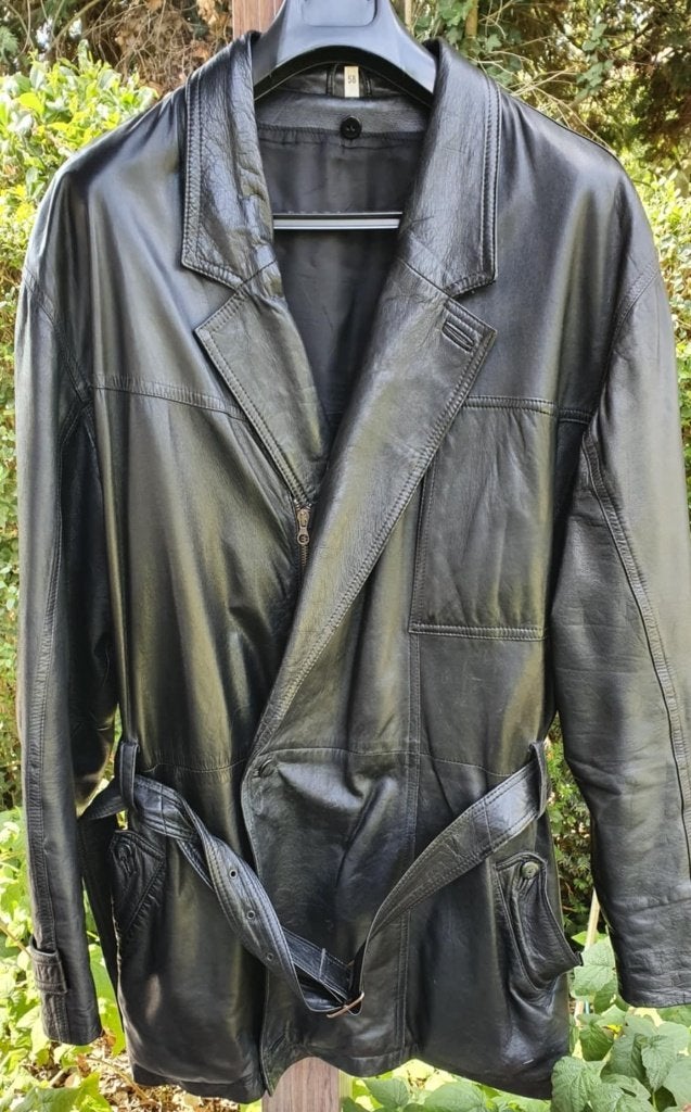 VESTE EN CUIR SOUPLE VINTAGE NOIR AVEC DOUBLURE AMOVIBLE XXL, Enlèvement, Porté, Taille 56/58 (XL), Noir