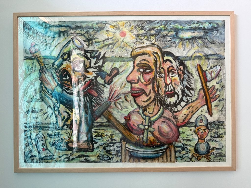Te koop – Origineel werk van Fred Bervoets (2026), Encadré, Figures, Enlèvement, Papier/carton