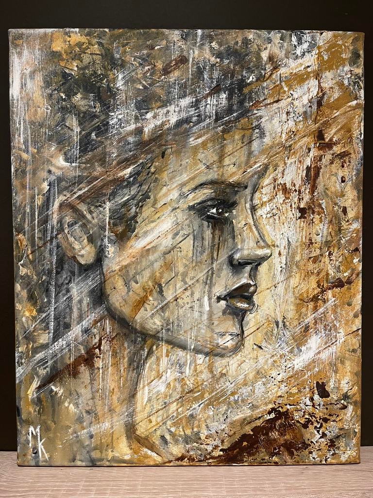 Origineel schilderij bruintinten Mk Art, Ophalen of Verzenden