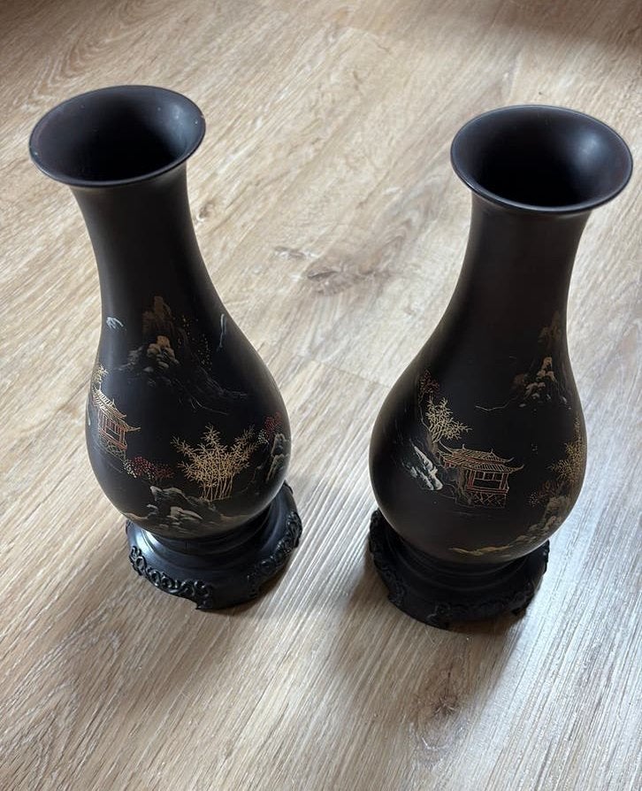 Ensemble chinois de vases en laque 1970-80 composite, Enlèvement ou Envoi
