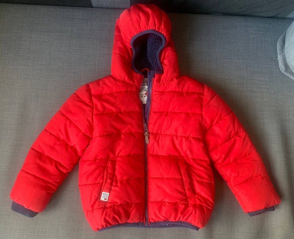 Zeer warme winterjas rode kleur 104, Ophalen of Verzenden, Zo goed als nieuw, Next, Jongen of Meisje
