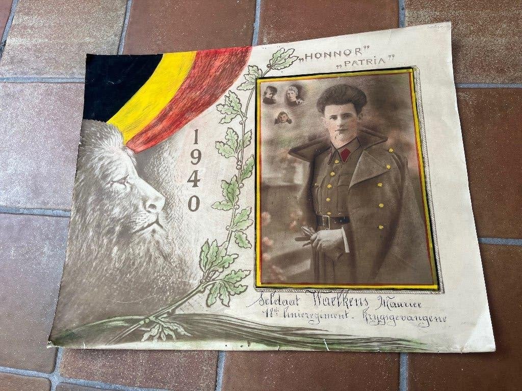 Poster "Honnor Patria"-Soldaat M.Waelkens- 11e Linieregiment, Collections, Enlèvement ou Envoi, Armée de terre, Photo ou Poster