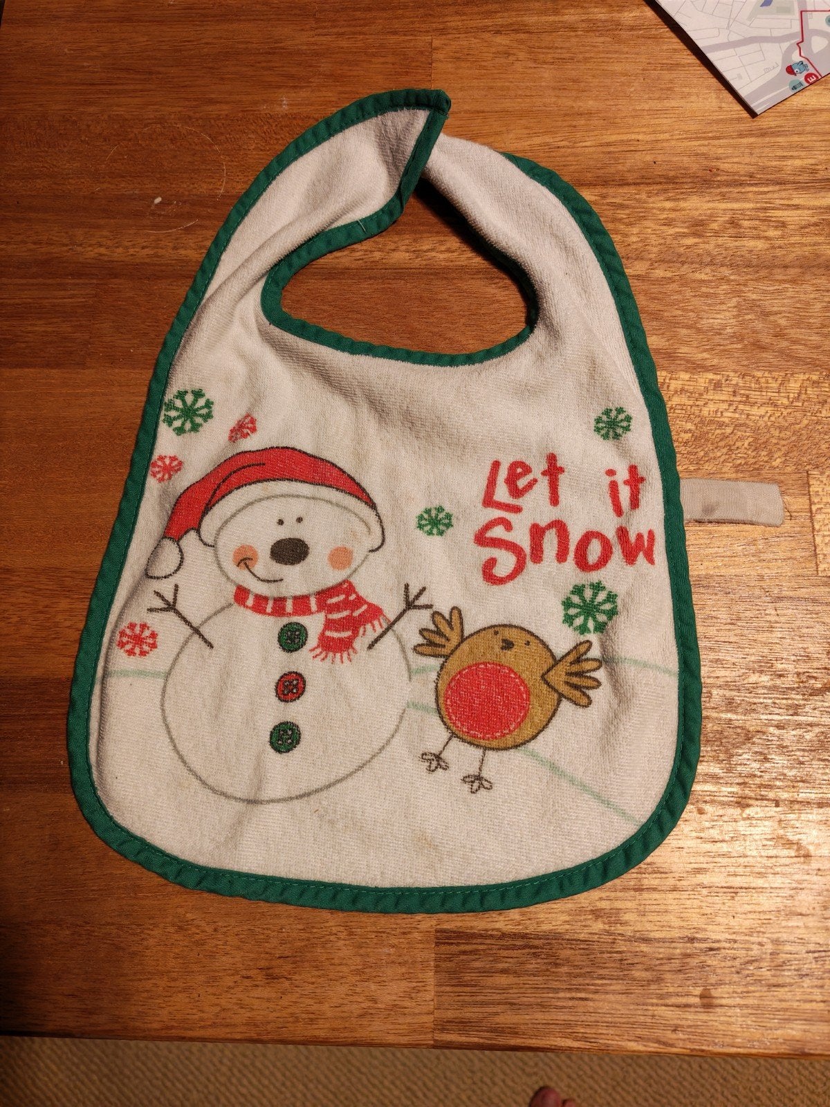 slabbetje kerst "let it snow", Kinderen en Baby's, Ophalen, Gebruikt, Jongetje of Meisje