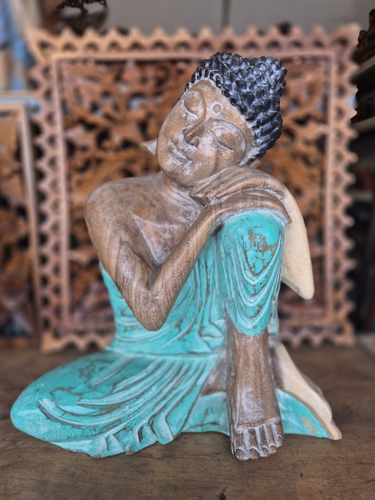 buddha 40cm suar hout uit Bali, Ophalen of Verzenden, Hout