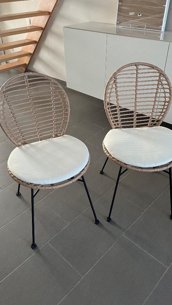 Polyrotan stoelen, Maison & Meubles, Chaises, Enlèvement ou Envoi, Comme neuf, Tissus, Deux