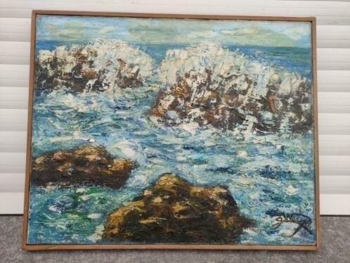 huile sur toile les rochers en bretagne signe jenny wery, Enlèvement ou Envoi