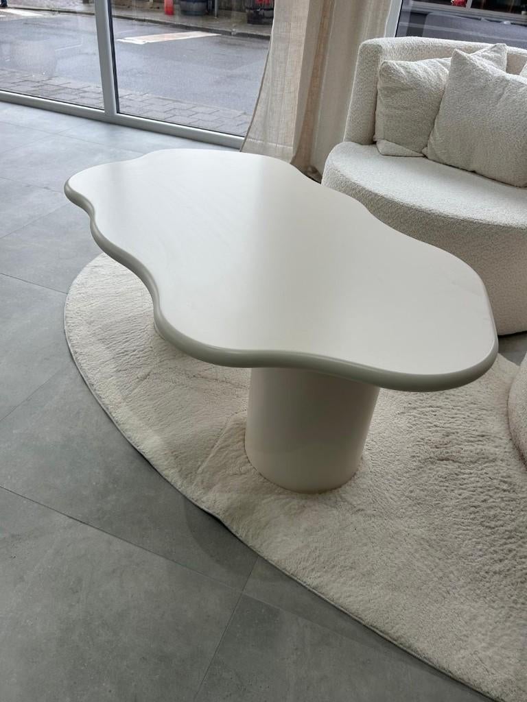 Organisch Beton Look Salontafel Beige, Ophalen, Overige materialen, 100 tot 150 cm, 50 tot 100 cm