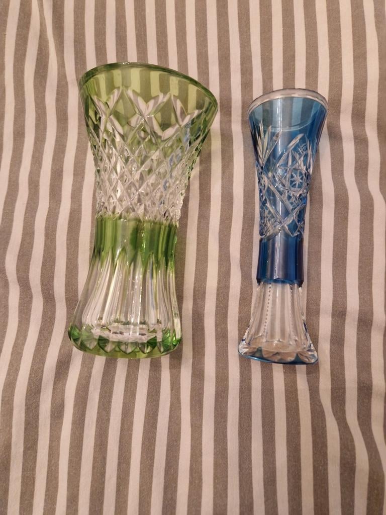 Kristallen vazen : groen en blauw, Verzamelen, Ophalen