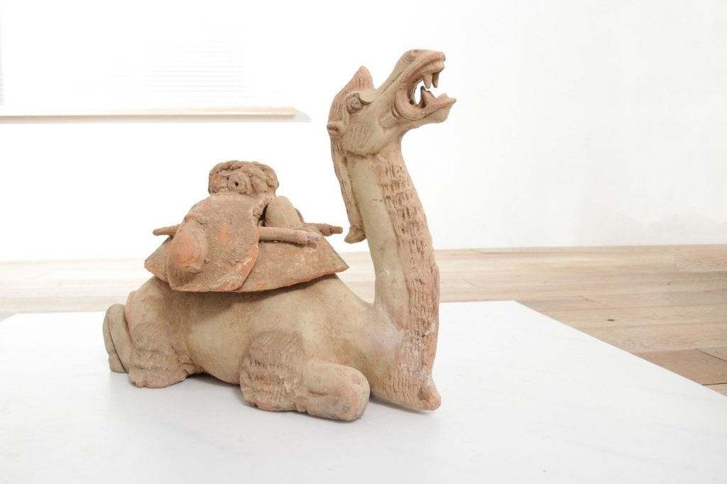 Chinese terracotta kameel met los zadel – Wei-/Tang-stijl, Ophalen, Zoogdier, 20 - 50 cm, Steen of Keramiek