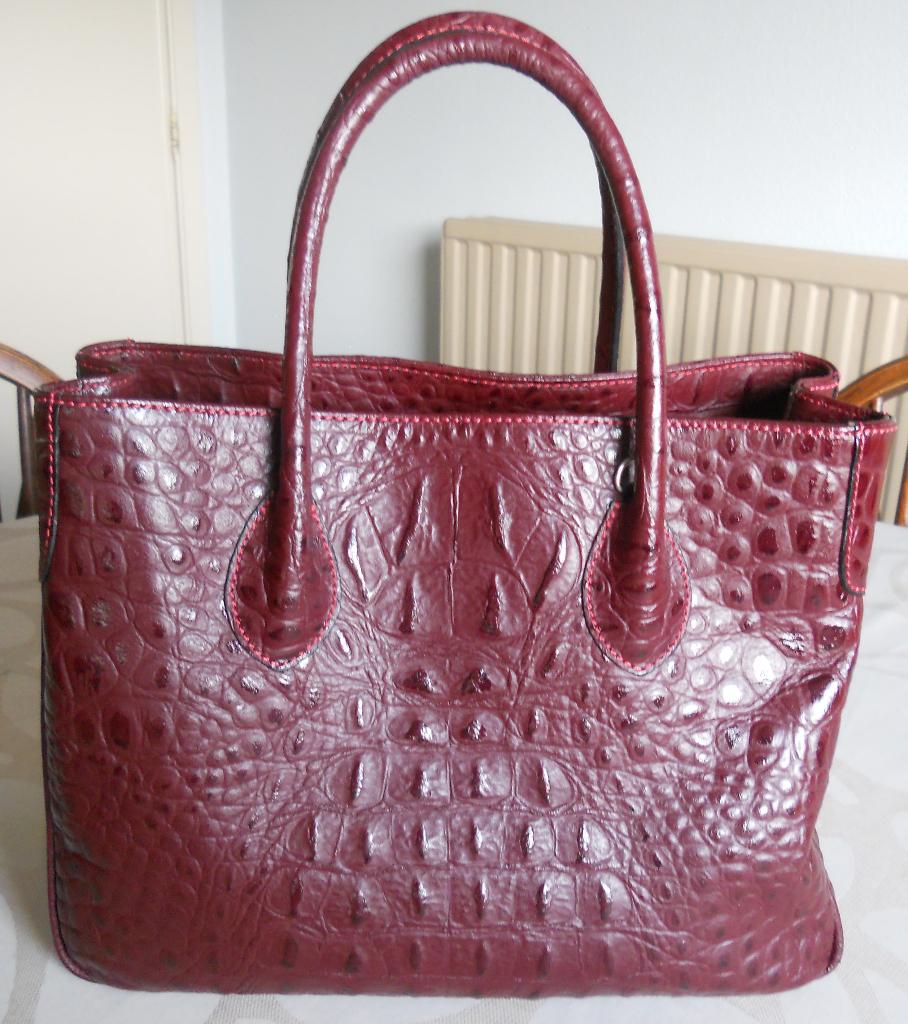 handtas Maxima 29 x 25 x 22.5 cm leder bordeaux, Verzenden, Gebruikt, Handtas