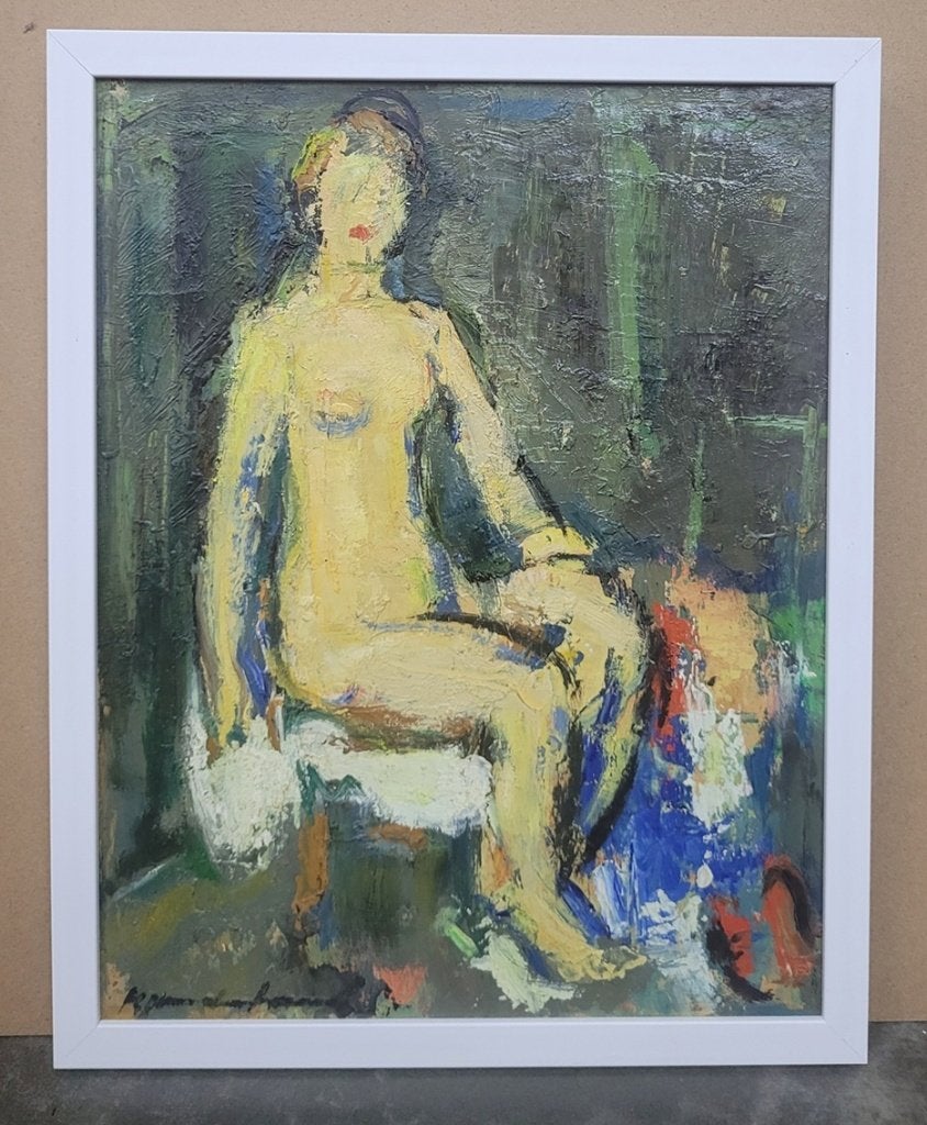 Karel Jan VAN DEN HEUVEL, zittend naakt, Antiquités & Art, Art | Peinture | Classique, Portrait ou Personnes, Expressionniste