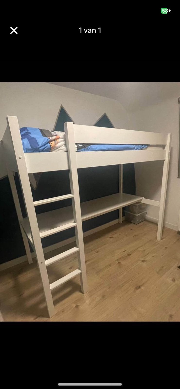 Hoogslaper met bureau als nieuw, Ophalen, Zo goed als nieuw, Hoogslaper