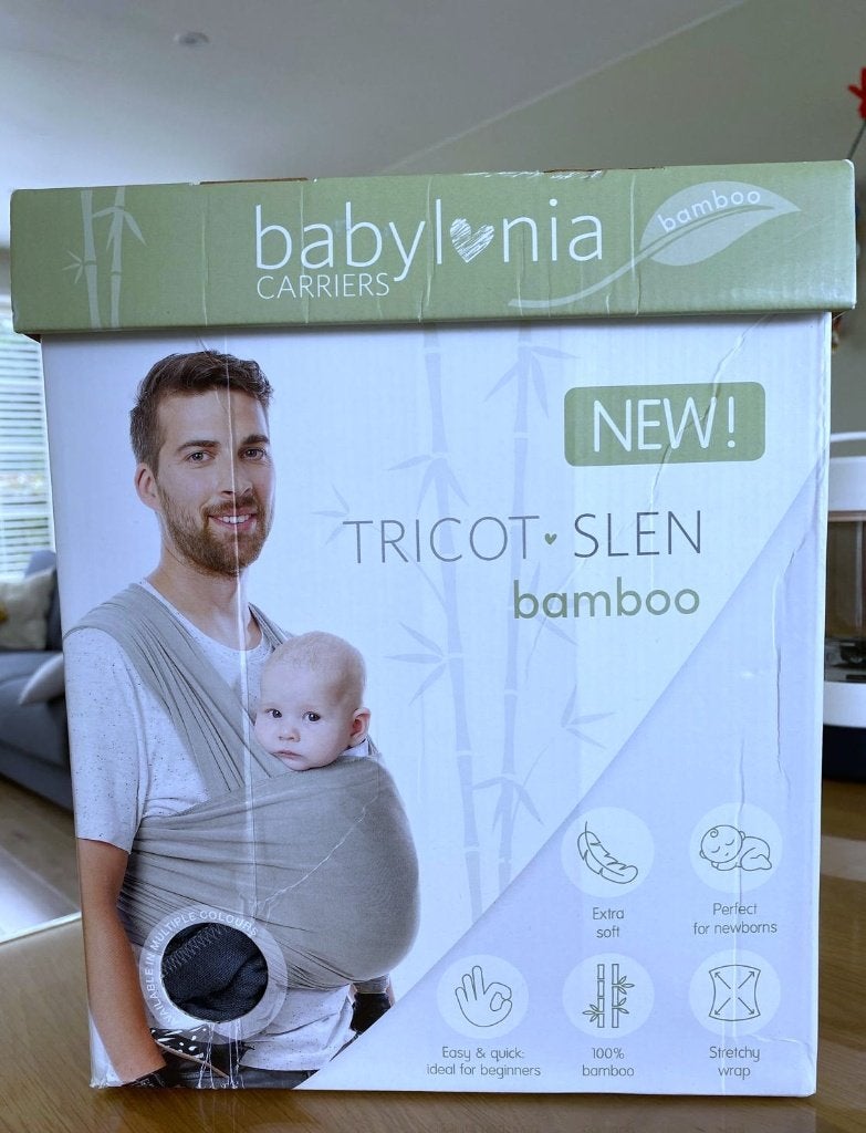 Babylonia Tricot-Slen Bamboo draagdoek (kleur: Smokey grey), Draagdoek, Buik of Rug, Zo goed als nieuw, Ophalen