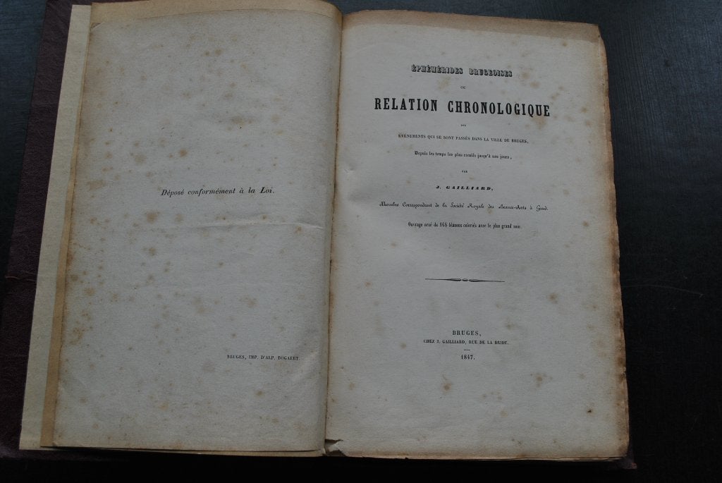 EPHEMERIDES BRUGEOISES RELATION CHRONOLOGIQUE BRUGES 1845, Livres, Enlèvement ou Envoi, Utilisé, GAILLIARD
