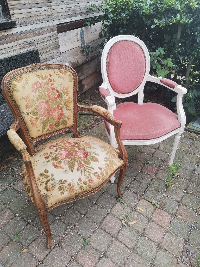 vintage stoelen, Huis en Inrichting, Stoelen, Ophalen, Gebruikt, Twee, Bruin