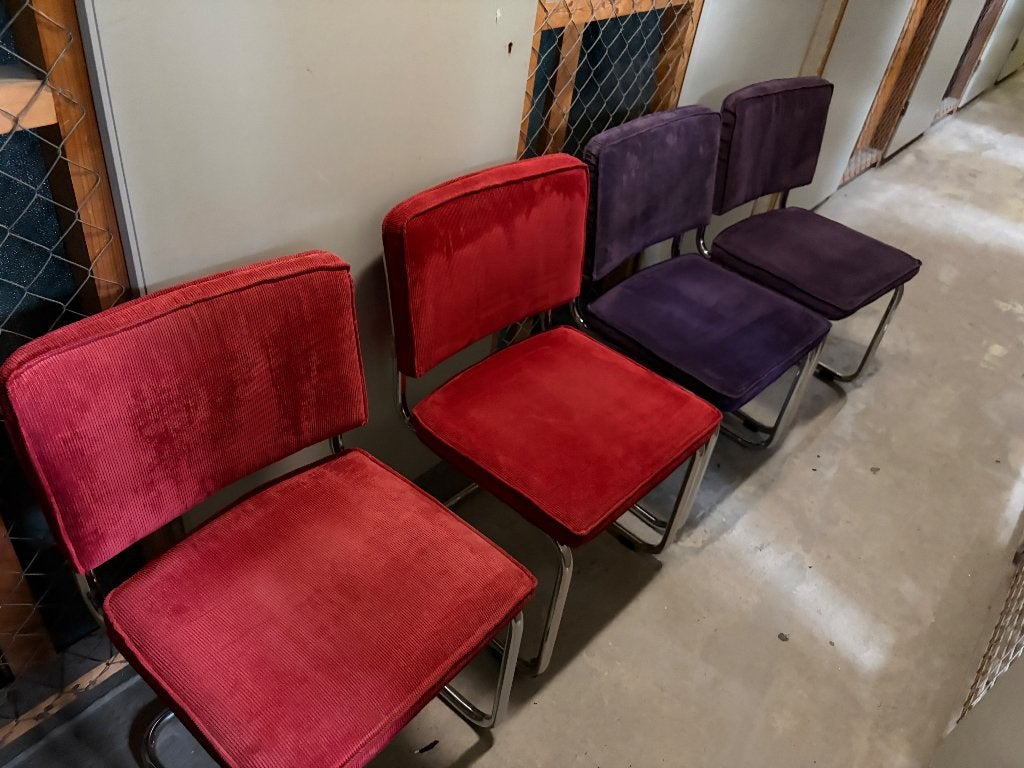 4 Zuiver Ridge Rib Ribstof Stoelen ️, Ophalen, Overige kleuren, Hout, Vier