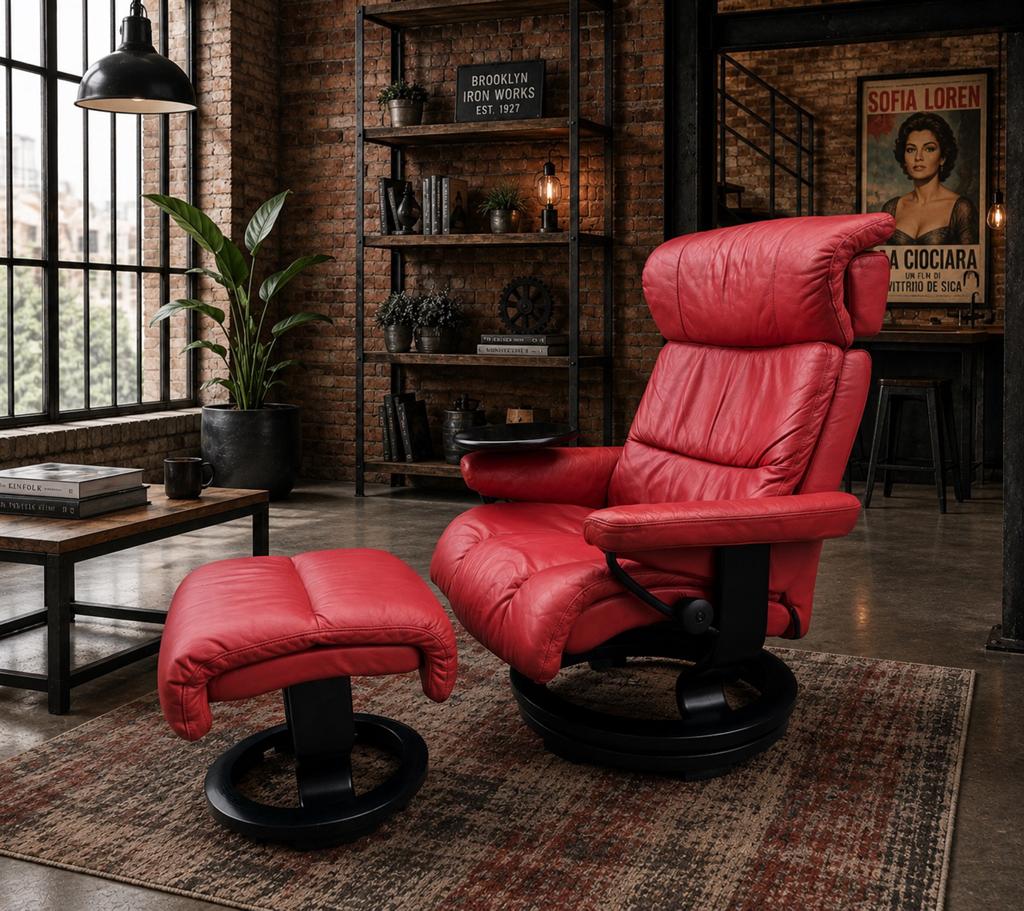 Mooie Stressless Memphis relaxfauteuil & hocker, Huis en Inrichting, Fauteuils, Zo goed als nieuw, Ophalen of Verzenden