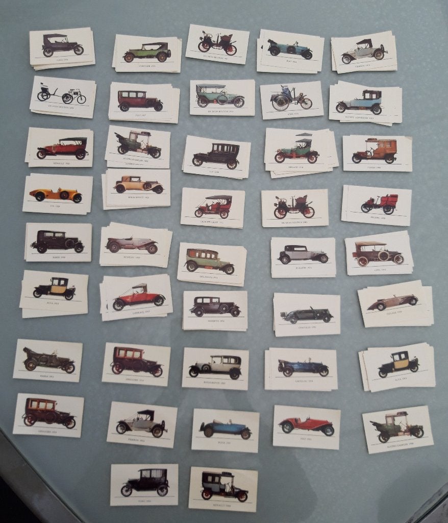 42 Cartes/vignettes "Vieux tacots", Ophalen of Verzenden, Zo goed als nieuw, Auto's