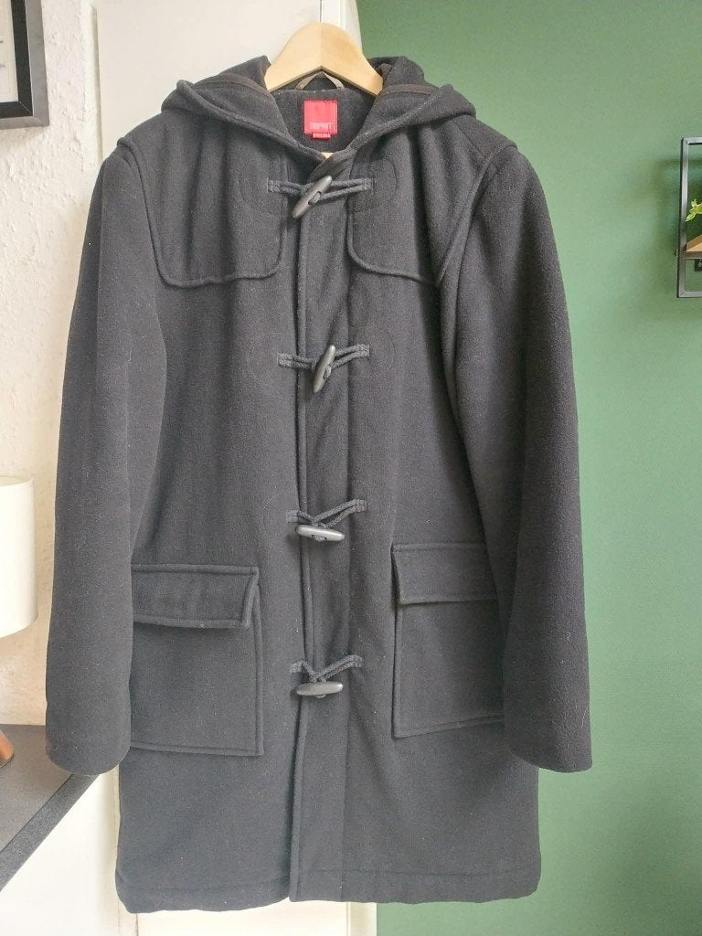 Esprit zwarte duffelcoat man  maat medium, Maat 48/50 (M), Zwart, Ophalen of Verzenden, Zo goed als nieuw