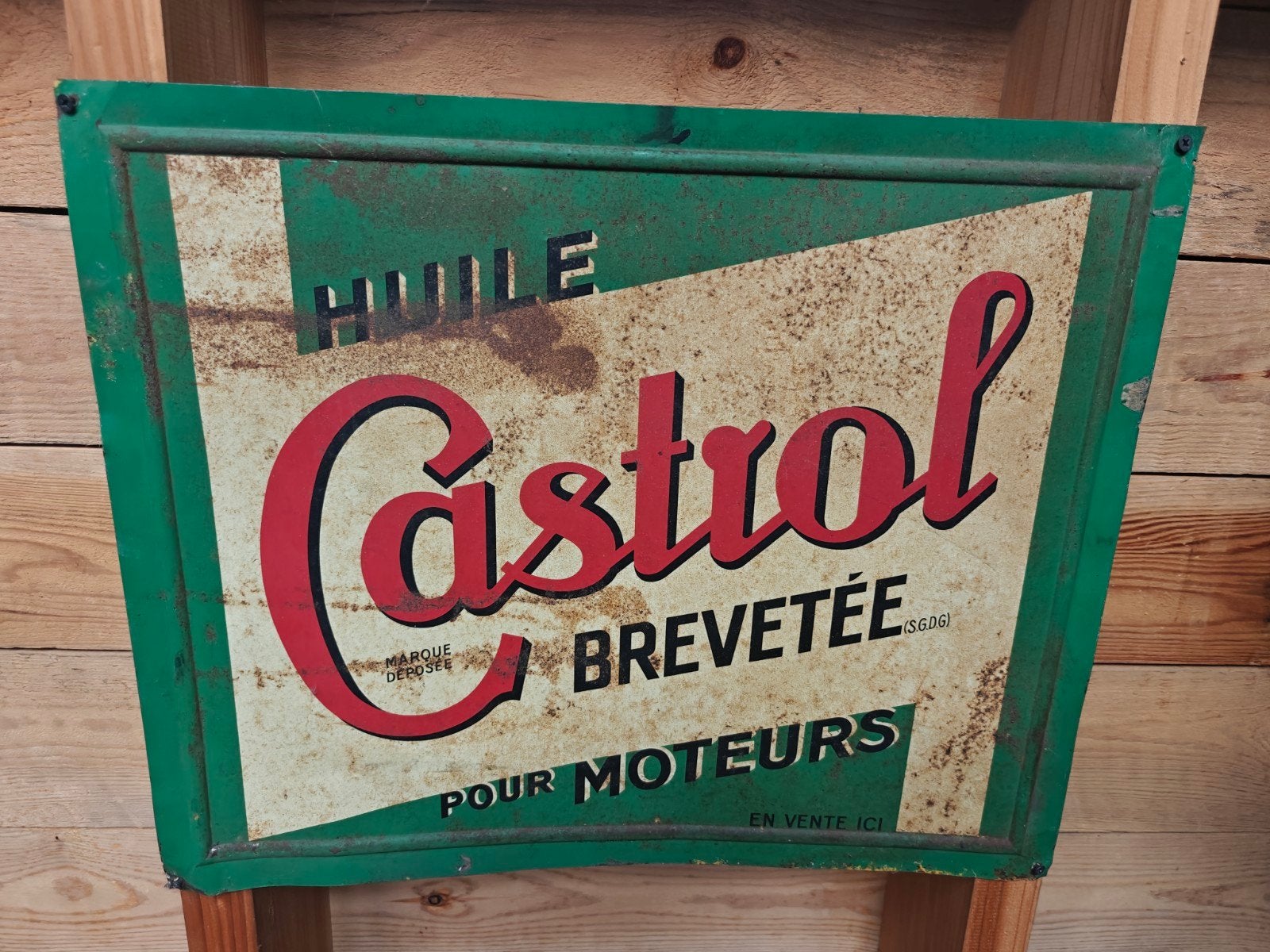 Castrol bliken plaat van op oude olie kist. 45cm55cm., Ophalen