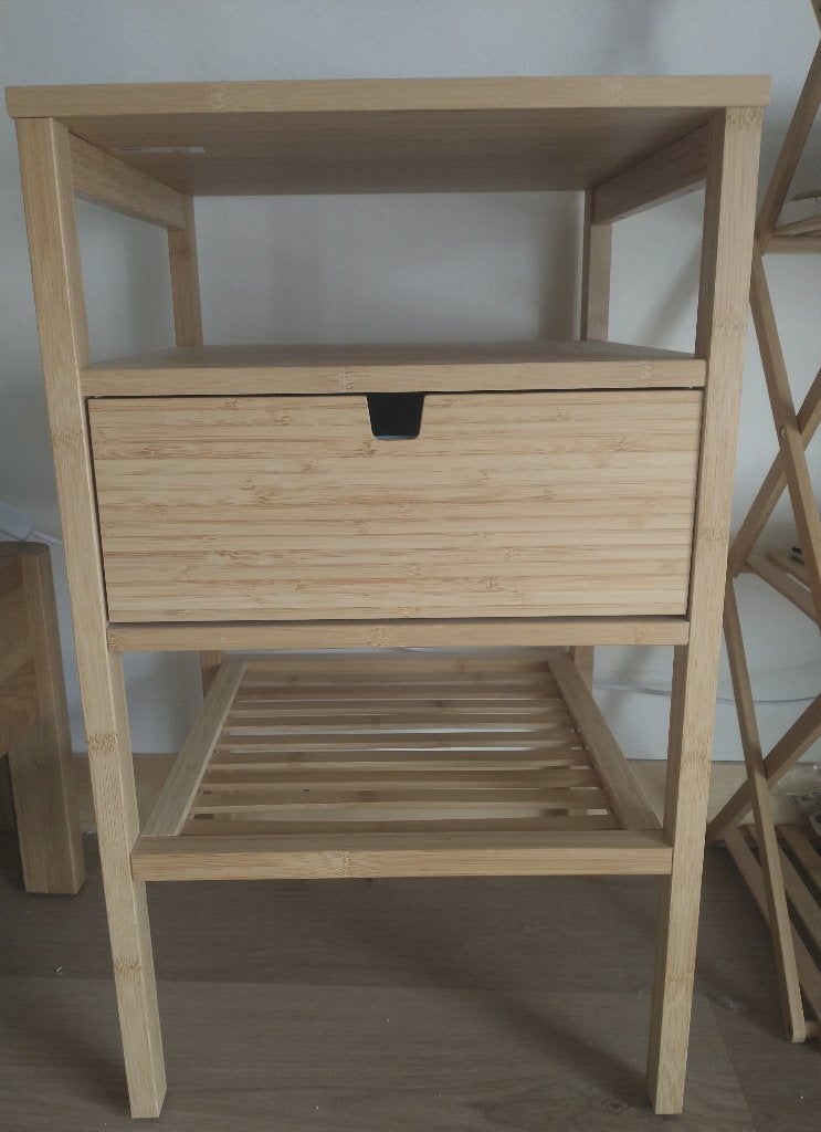 NORDKISA Bamboo Bedside Table, Moins de 55 cm, Enlèvement, Bois, Carré