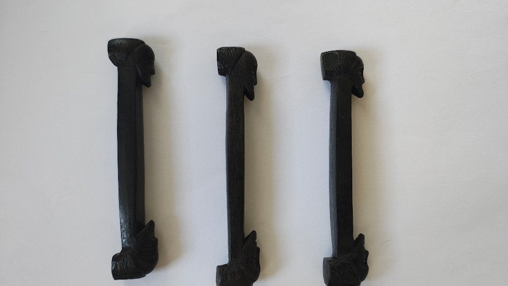 Lot de 3 porte-couverts du Congo art non occidental, Fait main, Afrique, Autres types, Bois