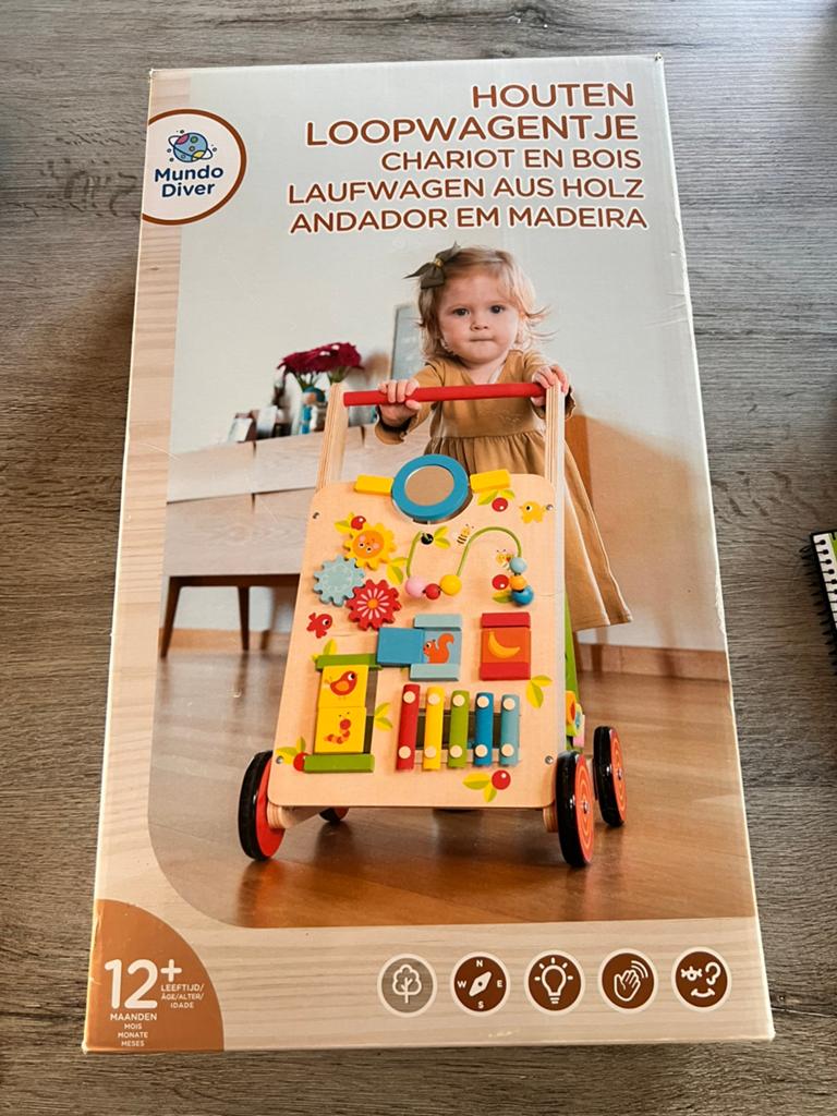 Loopkarretje hout, Hobby en Vrije tijd, Gezelschapsspellen | Overige, Ophalen, Nieuw