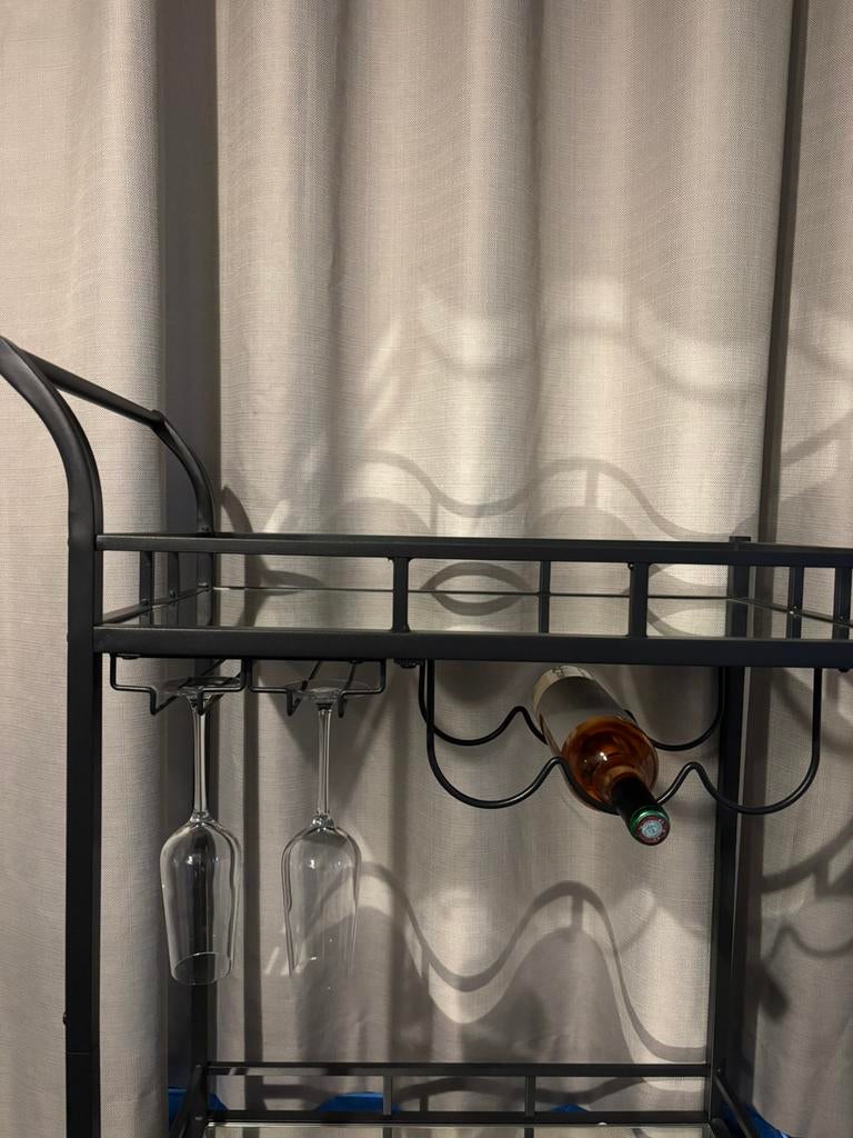 Wine Cart with 2 Mirrored Shelves, Huis en Inrichting, Ophalen of Verzenden, Zo goed als nieuw