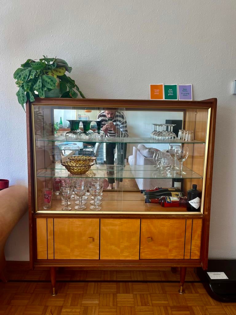Vintage drankkast, Huis en Inrichting, Ophalen, Zo goed als nieuw, Glas