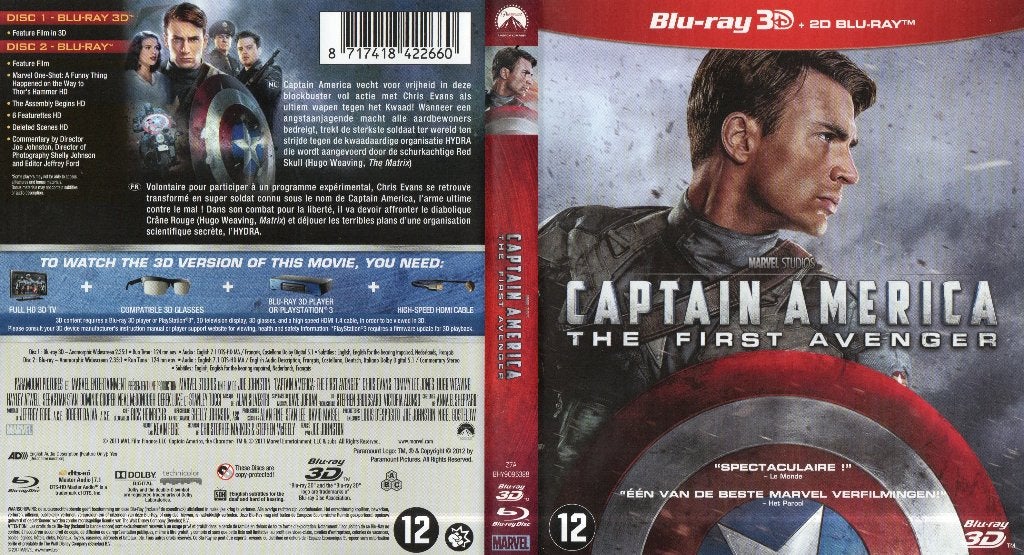 captain america  first avenger (blu-ray 3D + blu-ray) neuf, Enlèvement ou Envoi, Comme neuf, Science-Fiction et Fantasy