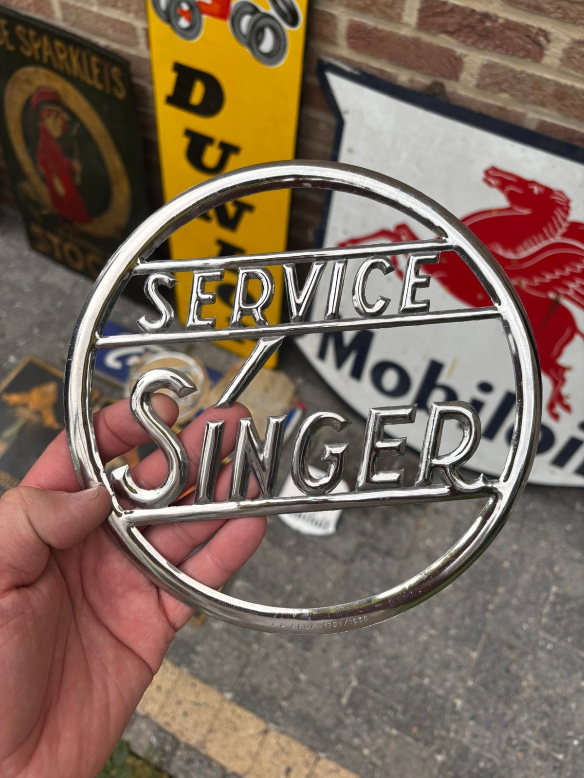 Sigle singer service rare 1938 reclamebord, Verzamelen, Ophalen of Verzenden, Zo goed als nieuw