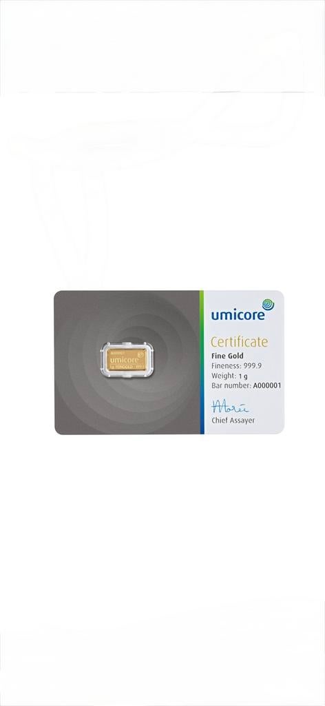 Unicore goudbaar 1 gr, Envoi, Or