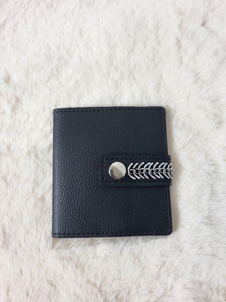 Porte-cartes noir fait main avec détail, Envoi, Neuf, Noir, Avec fermeture à pression